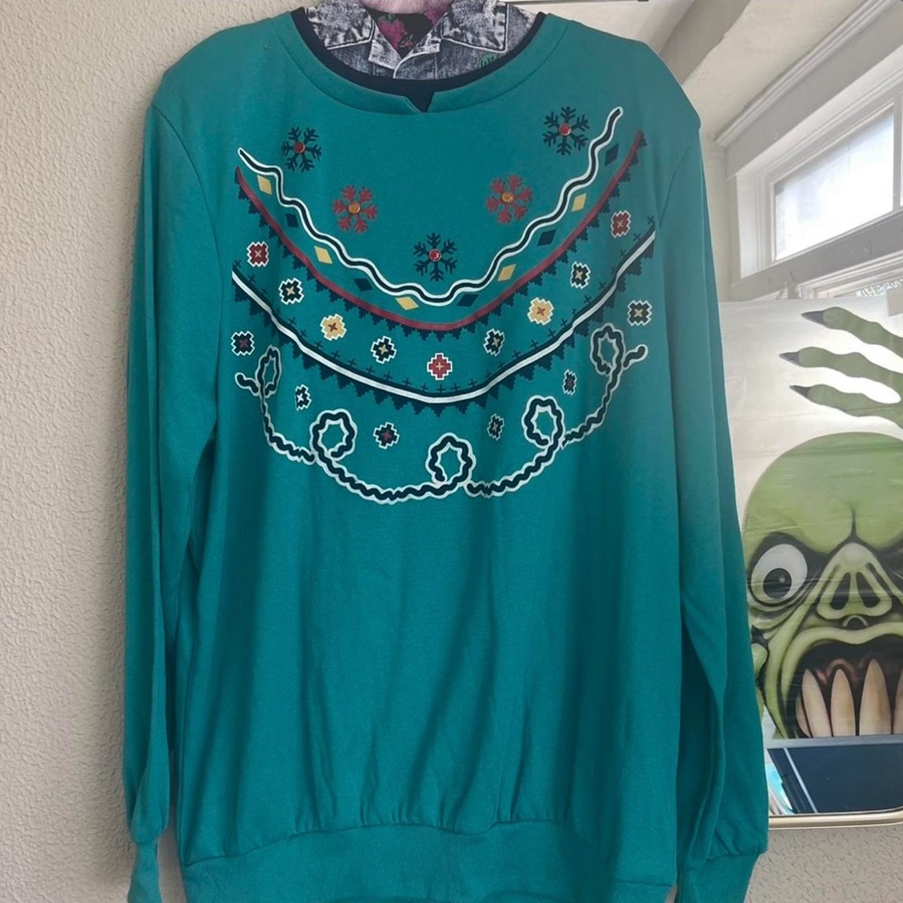 Teal Embroidered Sweatshirt